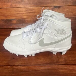 Jordan 1 Alpha Menace‎ Mid TD Football Cleats Men Size 13 White Grey